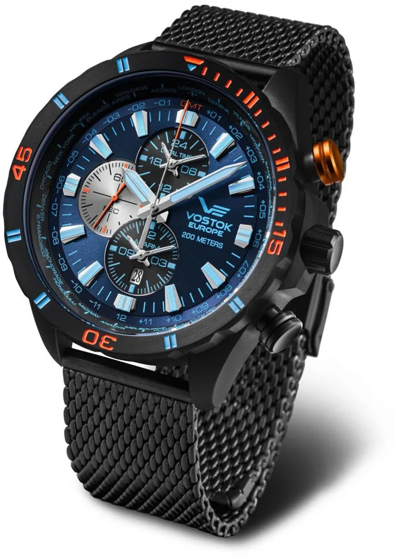 Vostok Europe Almaz YM26-320C654B Herrenuhr • 20 ATM • World Timer