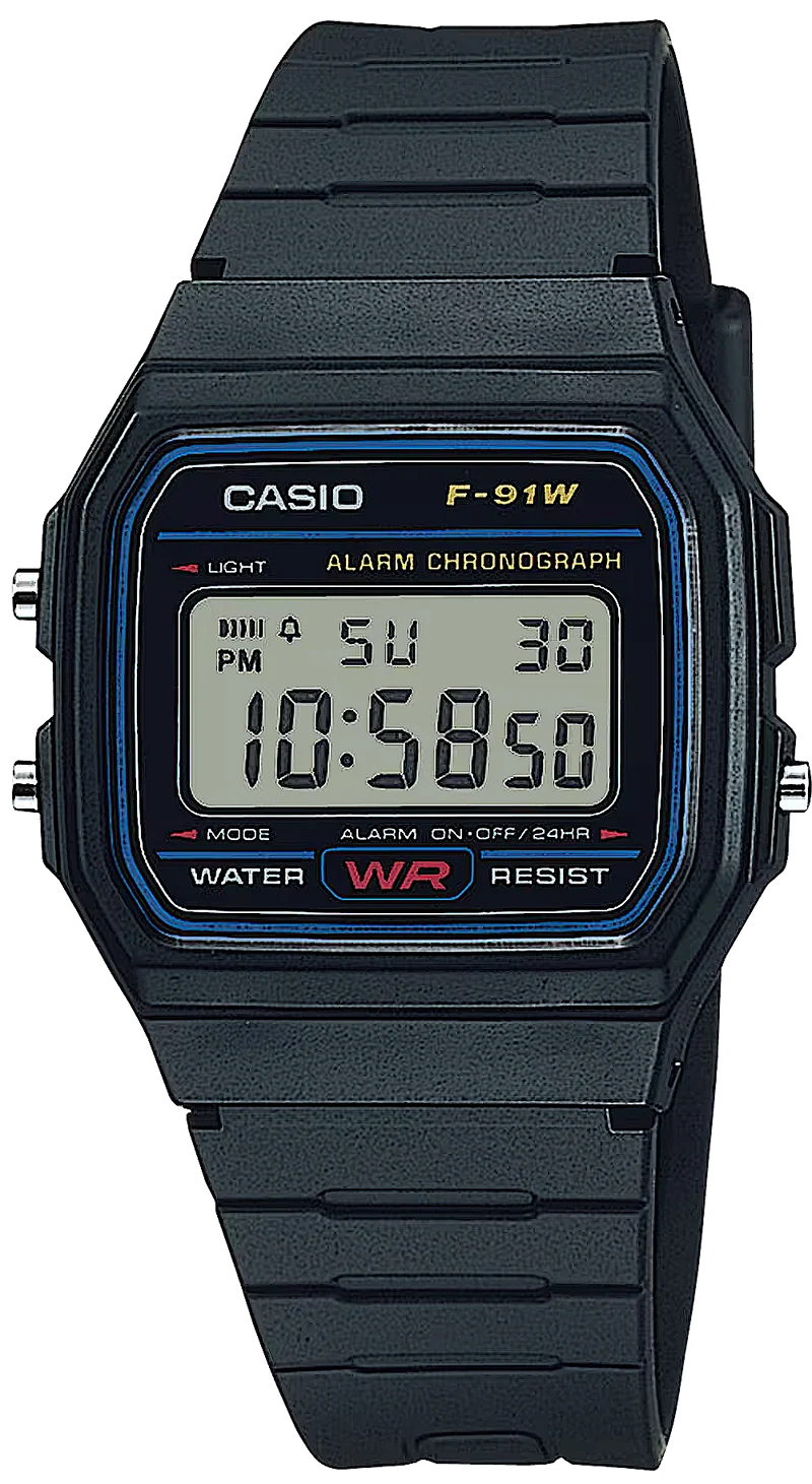 Casio Collection F-91W-1YEG Uhr • Kultiges Retro-Design • Präzise Stoppuhr