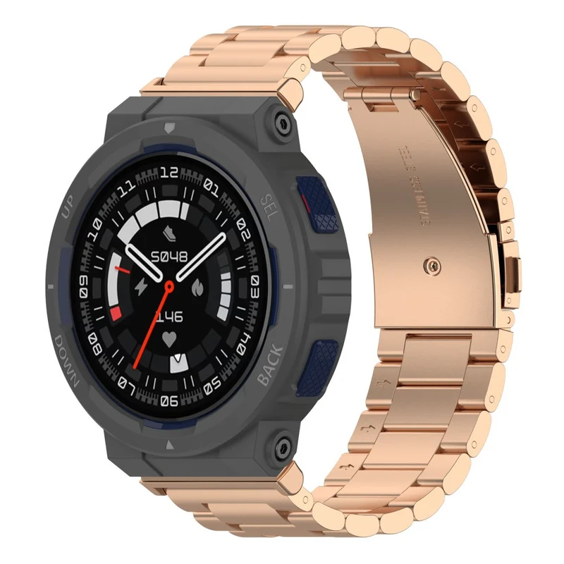 Huami Amazfit Active Edge A2212 Stainless Steel 3 Beads Wrist Band Replacement Watch Strap - Rose Gold