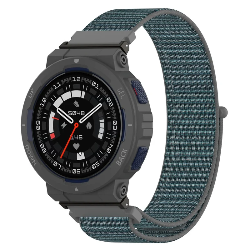 Huami Amazfit Active Edge A2212 Nylon Watch Band Adjustable Magic Tape Strap - Cyan Grey