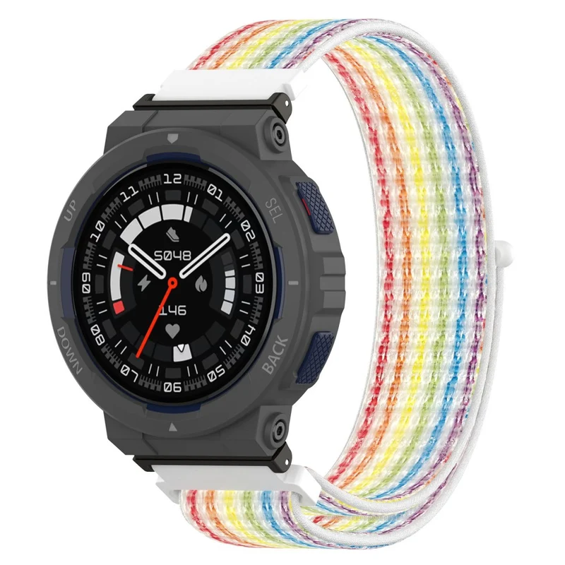 Huami Amazfit Active Edge A2212 Nylon Watch Band Adjustable Magic Tape Strap - Cyan Grey