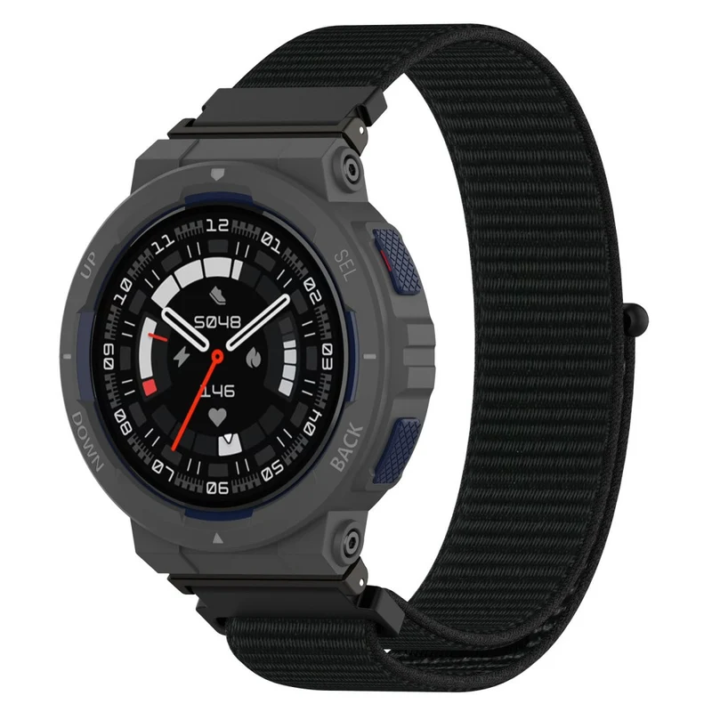 Huami Amazfit Active Edge A2212 Nylon Watch Band Adjustable Magic Tape Strap - Cyan Grey