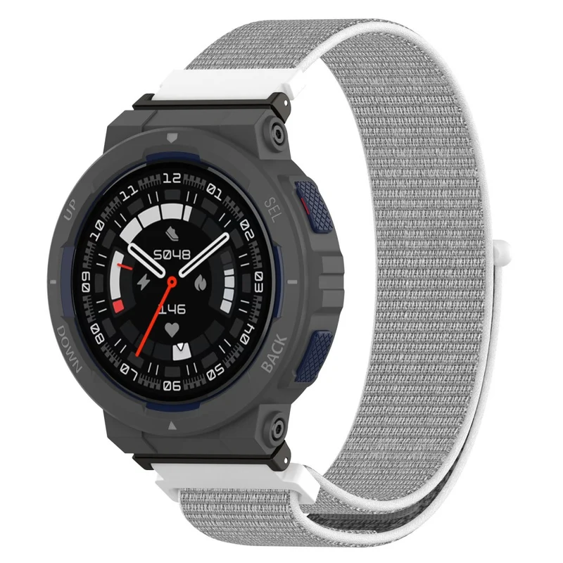 Huami Amazfit Active Edge A2212 Nylon Watch Band Adjustable Magic Tape Strap - Cyan Grey