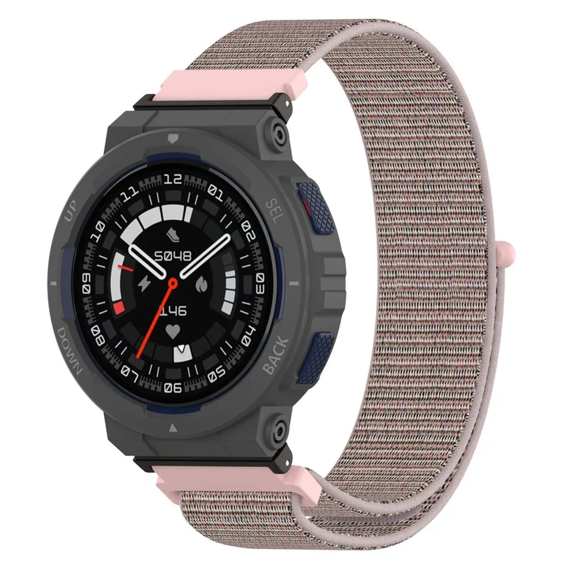 Huami Amazfit Active Edge A2212 Nylon Watch Band Adjustable Magic Tape Strap - Cyan Grey