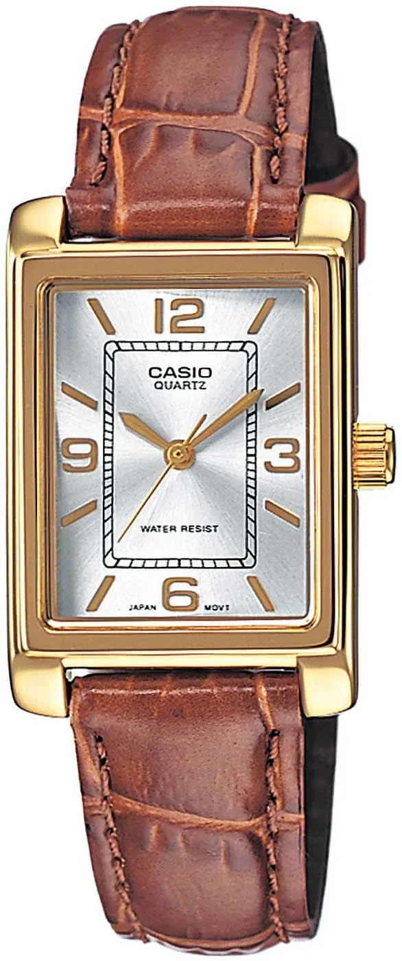 Casio Timeless LTP-1234PGL-7AEG Damenuhr • Klassisches Retro-Design • Echtes Lederarmband