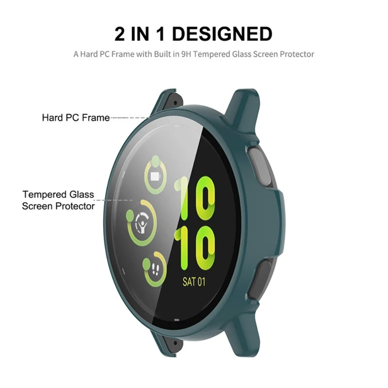 ENKAY Hat Prince GarminActive 5 Watch Case Frame Watch Cover with 9H Tempered Glass Film - Dark Green