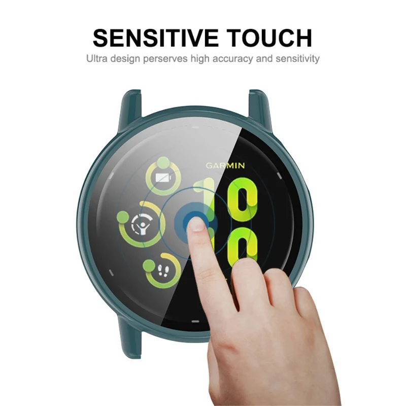 ENKAY Hat Prince GarminActive 5 Watch Case Frame Watch Cover with 9H Tempered Glass Film - Dark Green