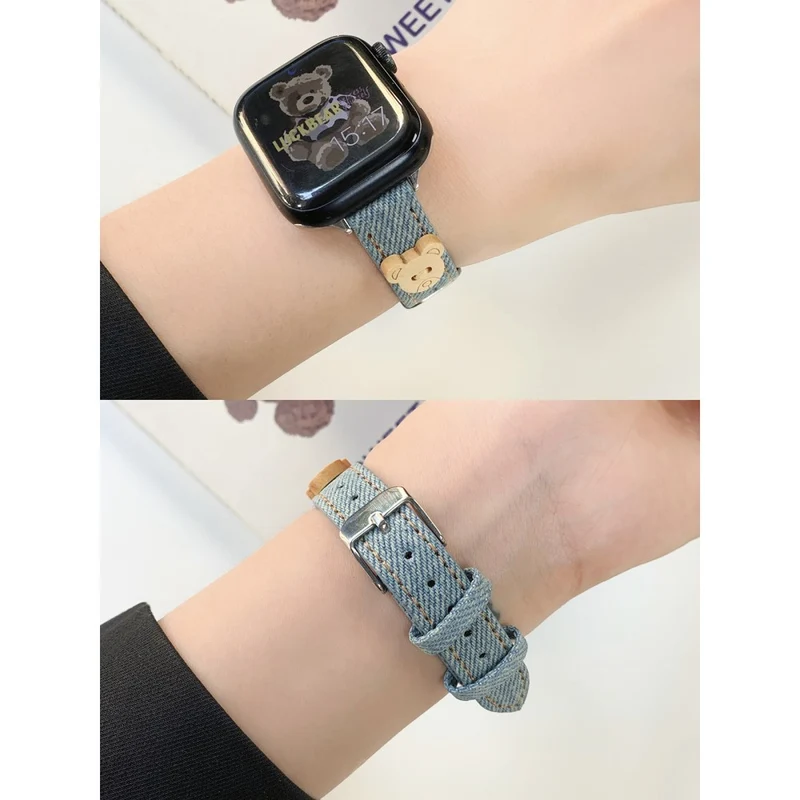 Apple Watch 41mm / 40mm / 38mm Denim Bear Slim watch Band - Baby Blue