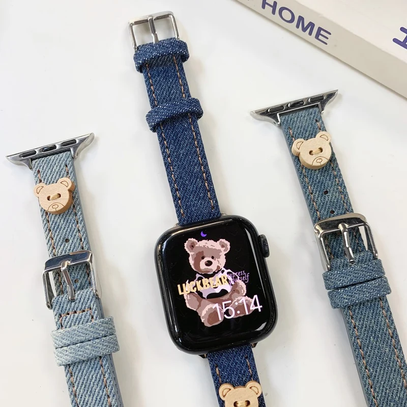 Apple Watch 41mm / 40mm / 38mm Denim Bear Slim watch Band - Baby Blue