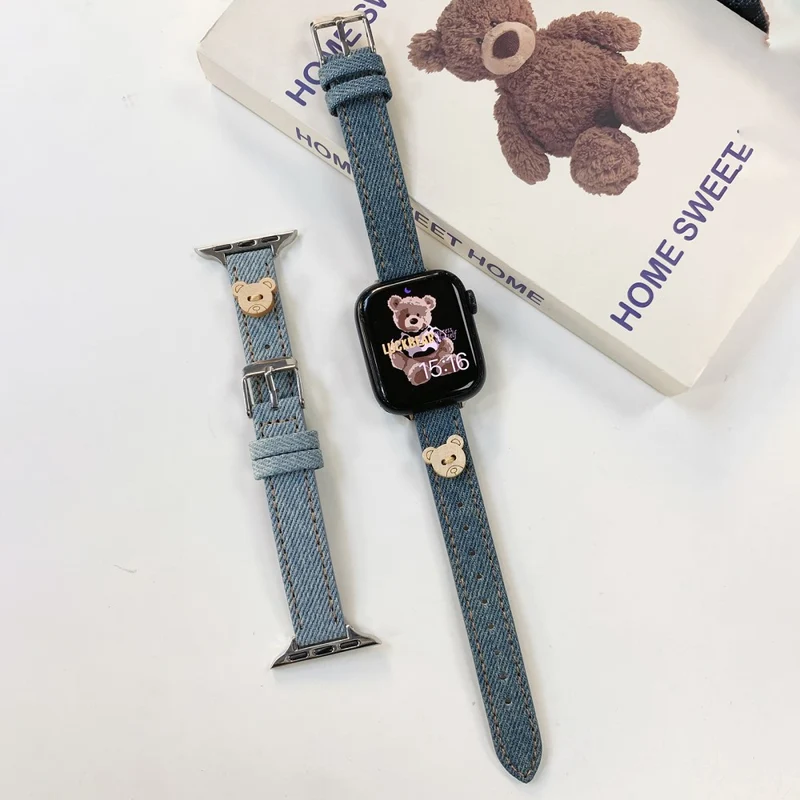 Apple Watch 41mm / 40mm / 38mm Denim Bear Slim watch Band - Baby Blue