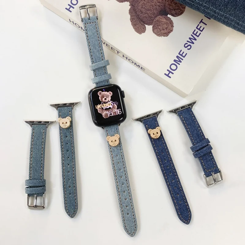 Apple Watch 41mm / 40mm / 38mm Denim Bear Slim watch Band - Baby Blue