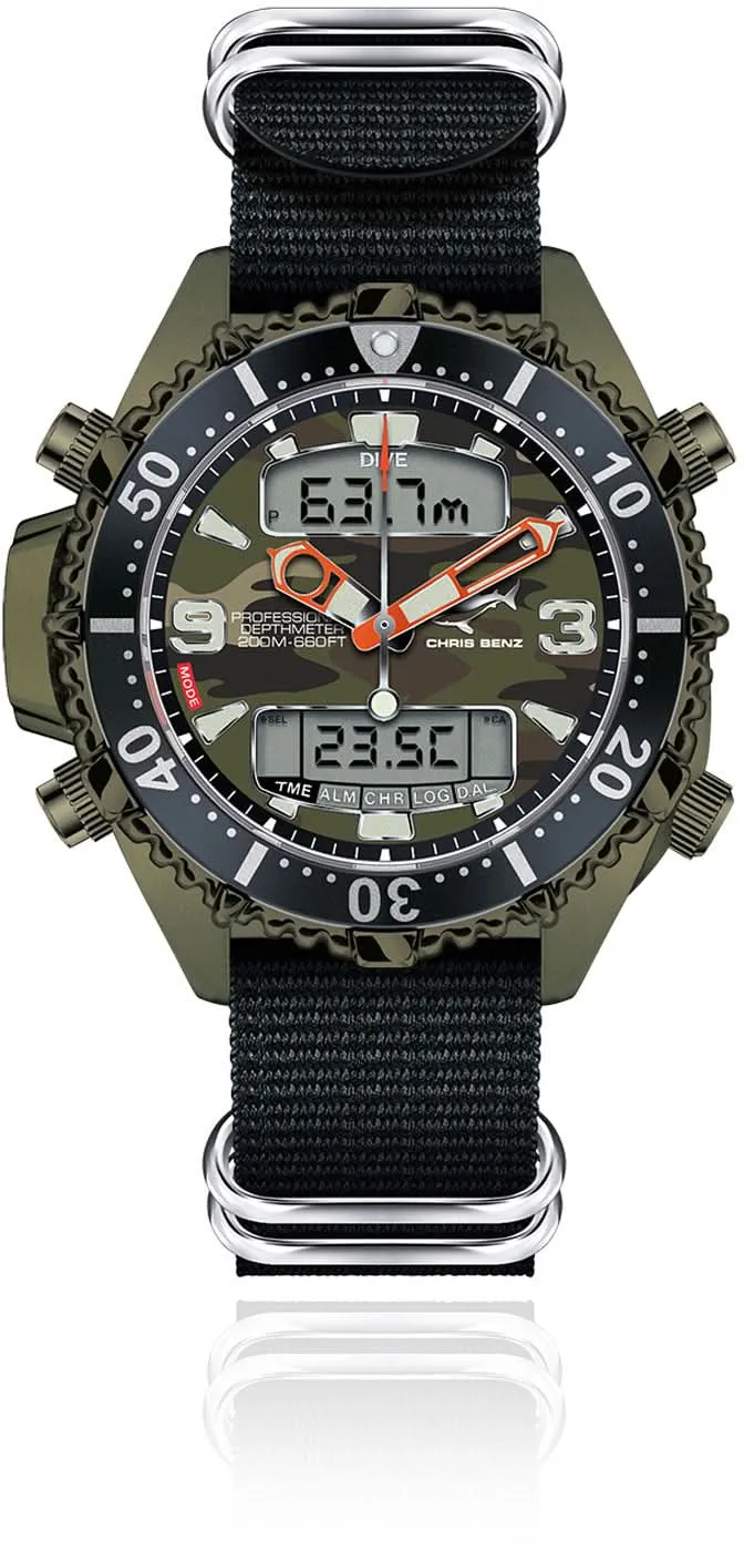 Chris Benz Depthmeter Digital 200M CB-D200X-C-NBS Herrenuhr • Digitaler Tiefenmesser • Saphirglas