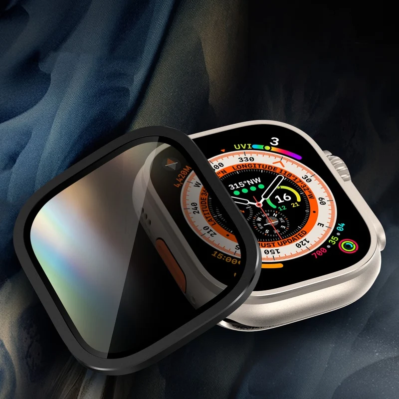 Apple Watch Ultra 49mm / Ultra 2 49mm Aluminum Alloy Watch Case with Anti-spy Tempered Glass Film