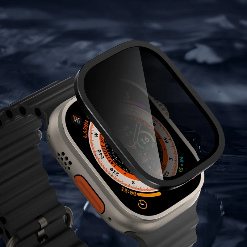 Apple Watch Ultra 49mm / Ultra 2 49mm Aluminum Alloy Watch Case with Anti-spy Tempered Glass Film