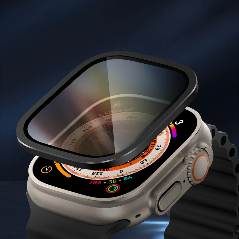 Apple Watch Ultra 49mm / Ultra 2 49mm Aluminum Alloy Watch Case with Anti-spy Tempered Glass Film