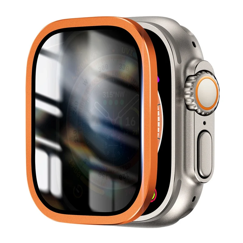 Apple Watch Ultra 49mm / Ultra 2 49mm Aluminum Alloy Watch Case with Anti-spy Tempered Glass Film