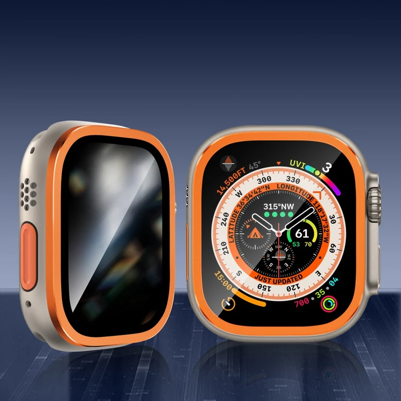 Apple Watch Ultra 49mm / Ultra 2 49mm Aluminum Alloy Watch Case with Anti-spy Tempered Glass Film