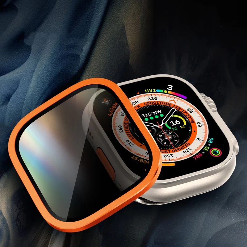 Apple Watch Ultra 49mm / Ultra 2 49mm Aluminum Alloy Watch Case with Anti-spy Tempered Glass Film