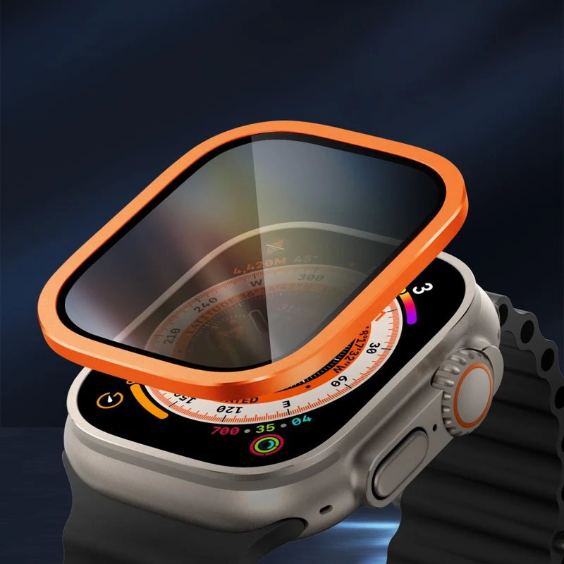 Apple Watch Ultra 49mm / Ultra 2 49mm Aluminum Alloy Watch Case with Anti-spy Tempered Glass Film