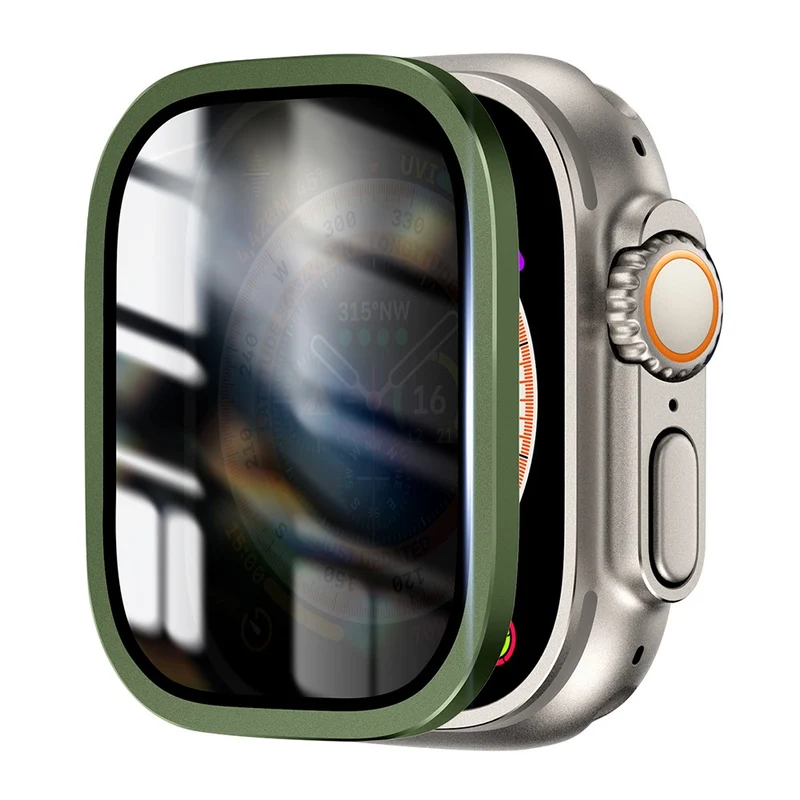 Apple Watch Ultra 49mm / Ultra 2 49mm Aluminum Alloy Watch Case with Anti-spy Tempered Glass Film