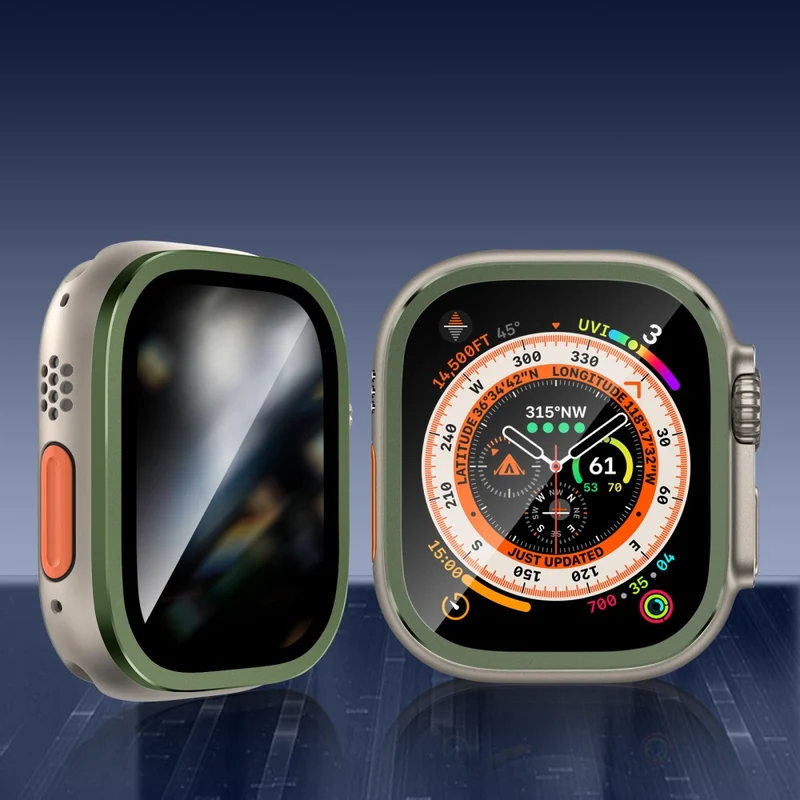Apple Watch Ultra 49mm / Ultra 2 49mm Aluminum Alloy Watch Case with Anti-spy Tempered Glass Film