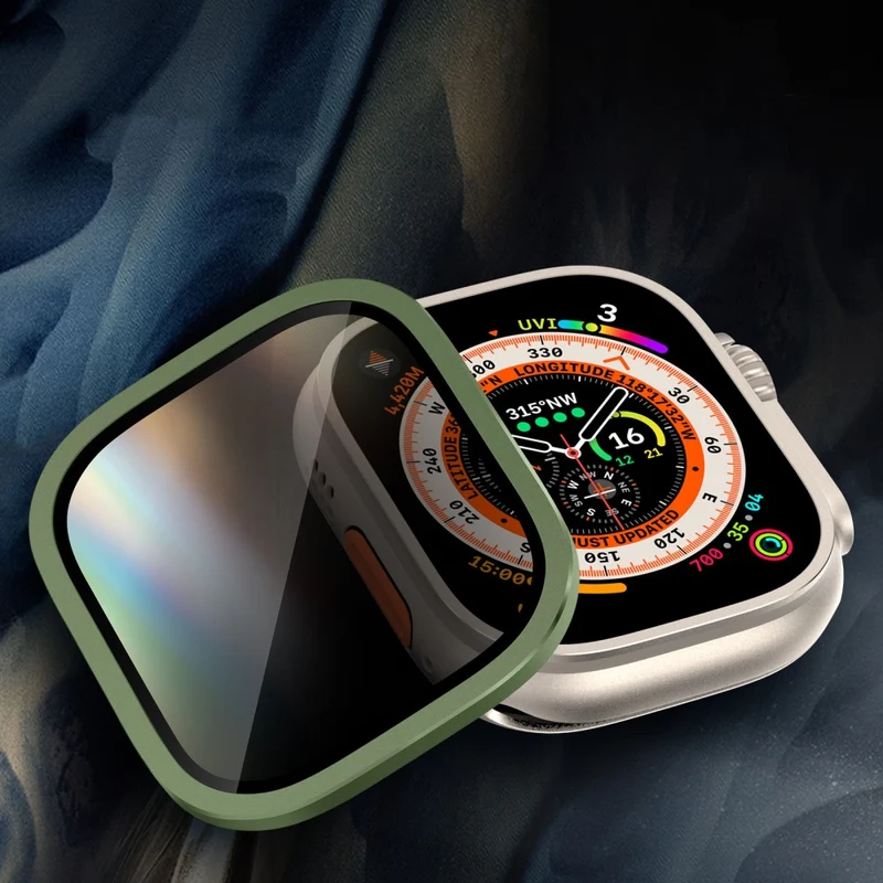 Apple Watch Ultra 49mm / Ultra 2 49mm Aluminum Alloy Watch Case with Anti-spy Tempered Glass Film
