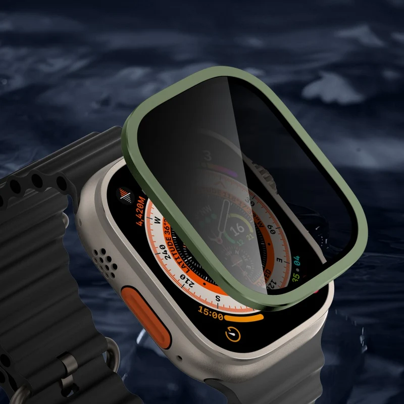 Apple Watch Ultra 49mm / Ultra 2 49mm Aluminum Alloy Watch Case with Anti-spy Tempered Glass Film