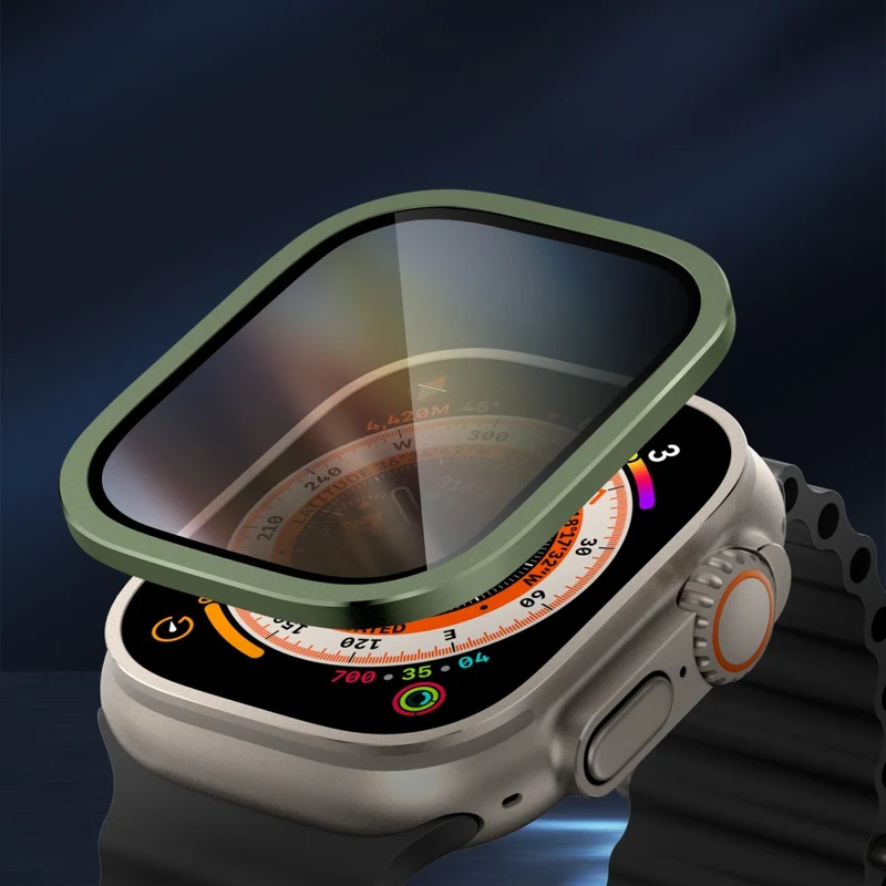 Apple Watch Ultra 49mm / Ultra 2 49mm Aluminum Alloy Watch Case with Anti-spy Tempered Glass Film