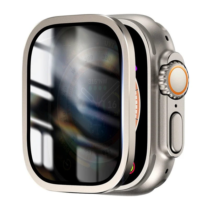 Apple Watch Ultra 49mm / Ultra 2 49mm Aluminum Alloy Watch Case with Anti-spy Tempered Glass Film
