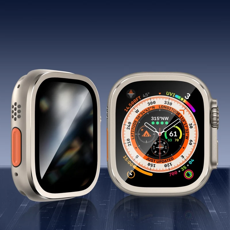 Apple Watch Ultra 49mm / Ultra 2 49mm Aluminum Alloy Watch Case with Anti-spy Tempered Glass Film