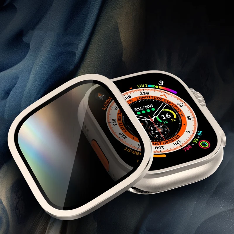 Apple Watch Ultra 49mm / Ultra 2 49mm Aluminum Alloy Watch Case with Anti-spy Tempered Glass Film
