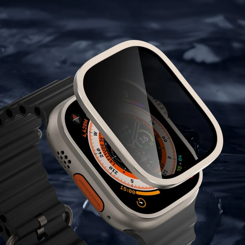 Apple Watch Ultra 49mm / Ultra 2 49mm Aluminum Alloy Watch Case with Anti-spy Tempered Glass Film