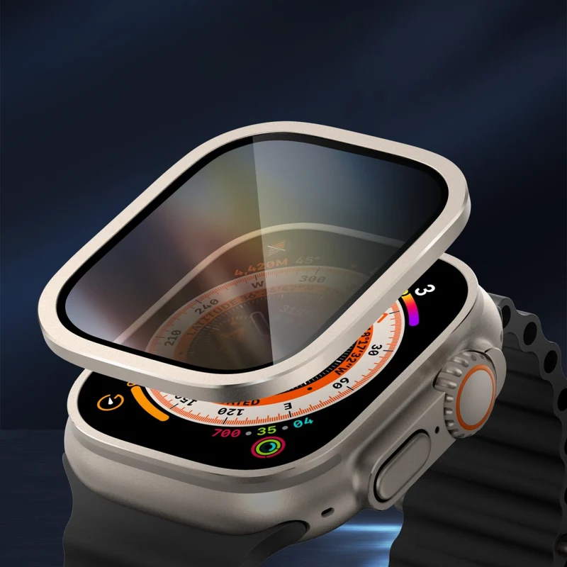 Apple Watch Ultra 49mm / Ultra 2 49mm Aluminum Alloy Watch Case with Anti-spy Tempered Glass Film