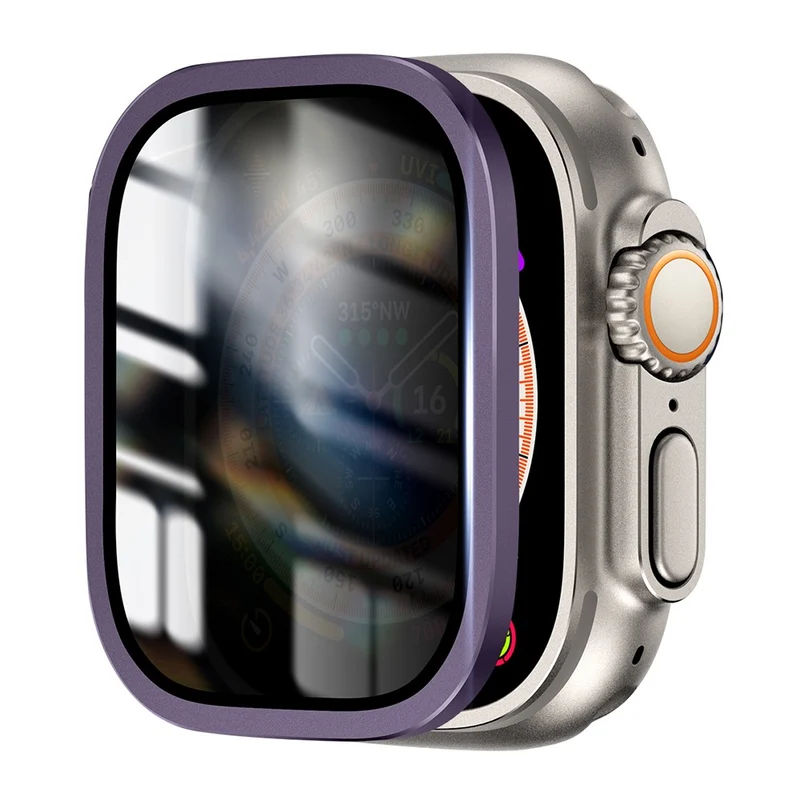 Apple Watch Ultra 49mm / Ultra 2 49mm Aluminum Alloy Watch Case with Anti-spy Tempered Glass Film