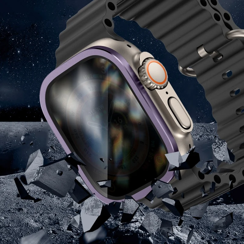 Apple Watch Ultra 49mm / Ultra 2 49mm Aluminum Alloy Watch Case with Anti-spy Tempered Glass Film