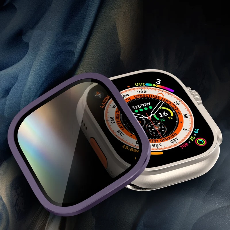 Apple Watch Ultra 49mm / Ultra 2 49mm Aluminum Alloy Watch Case with Anti-spy Tempered Glass Film
