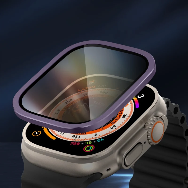 Apple Watch Ultra 49mm / Ultra 2 49mm Aluminum Alloy Watch Case with Anti-spy Tempered Glass Film