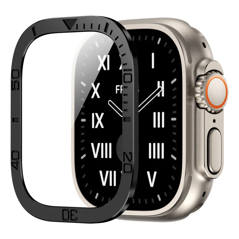 Apple Watch Ultra 49mm / Ultra 2 49mm Watch Case Aluminum Alloy Cover with Tempered Glass Protector
