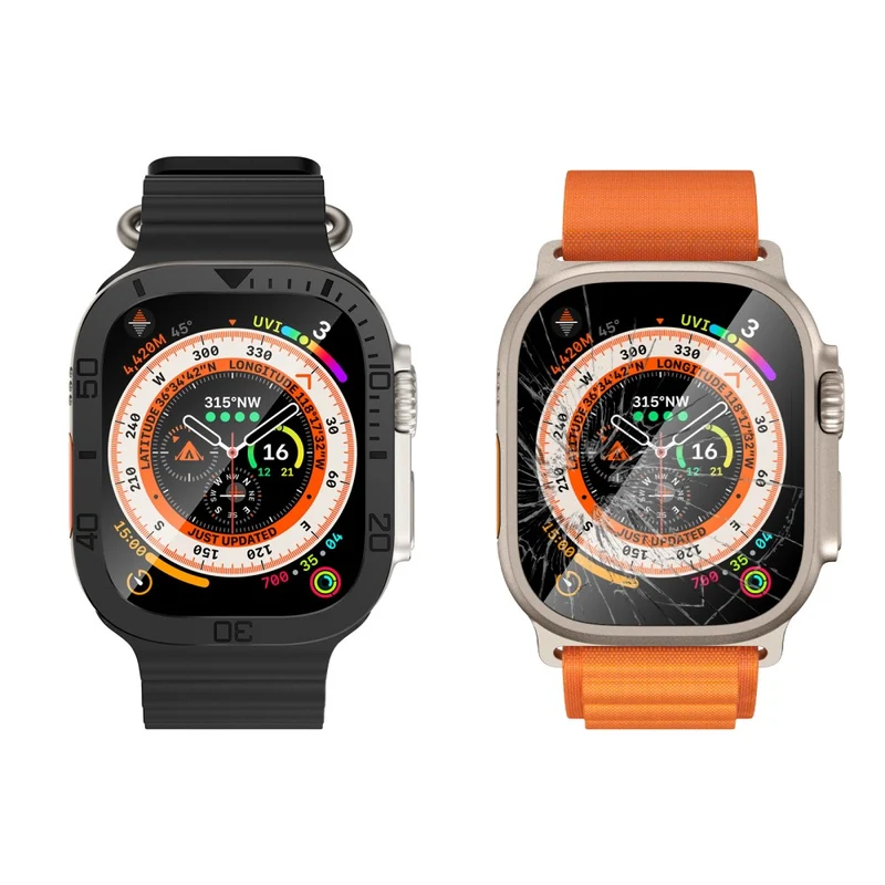 Apple Watch Ultra 49mm / Ultra 2 49mm Watch Case Aluminum Alloy Cover with Tempered Glass Protector