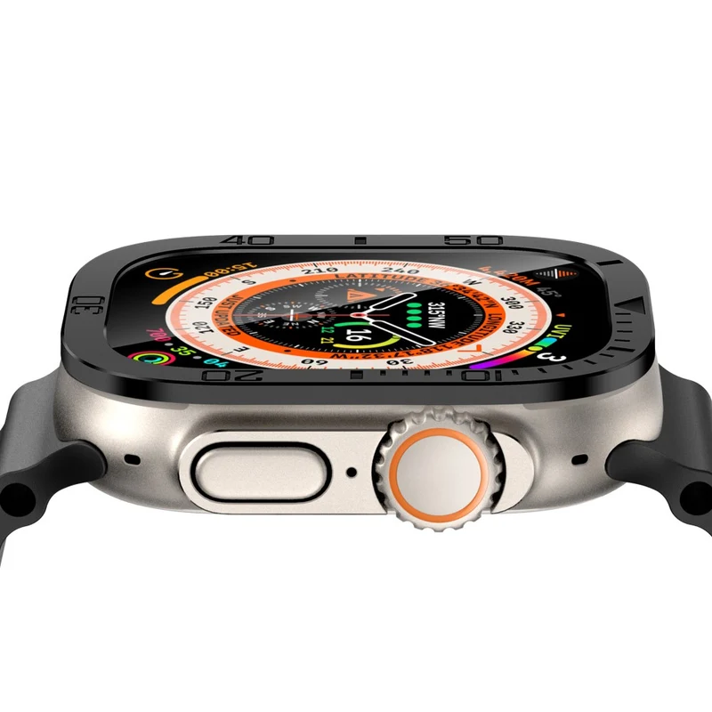 Apple Watch Ultra 49mm / Ultra 2 49mm Watch Case Aluminum Alloy Cover with Tempered Glass Protector