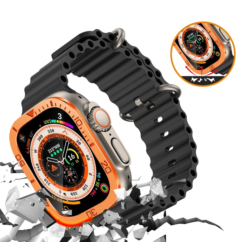 Apple Watch Ultra 49mm / Ultra 2 49mm Watch Case Aluminum Alloy Cover with Tempered Glass Protector