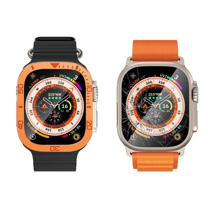 Apple Watch Ultra 49mm / Ultra 2 49mm Watch Case Aluminum Alloy Cover with Tempered Glass Protector