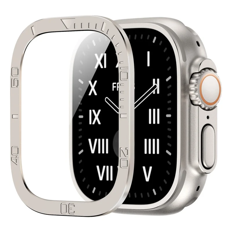 Apple Watch Ultra 49mm / Ultra 2 49mm Watch Case Aluminum Alloy Cover with Tempered Glass Protector