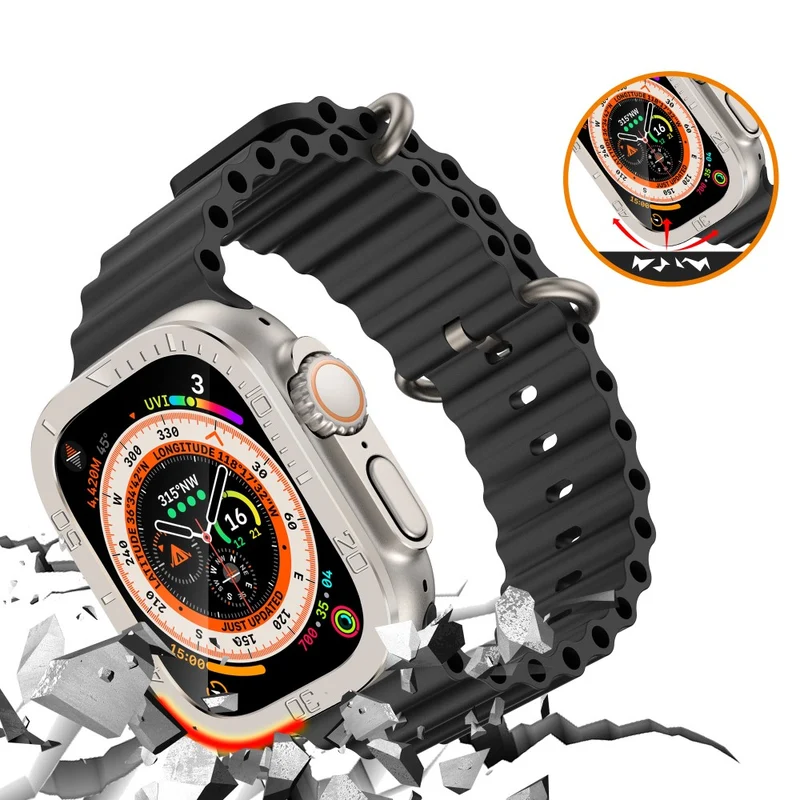 Apple Watch Ultra 49mm / Ultra 2 49mm Watch Case Aluminum Alloy Cover with Tempered Glass Protector