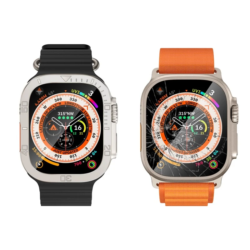 Apple Watch Ultra 49mm / Ultra 2 49mm Watch Case Aluminum Alloy Cover with Tempered Glass Protector