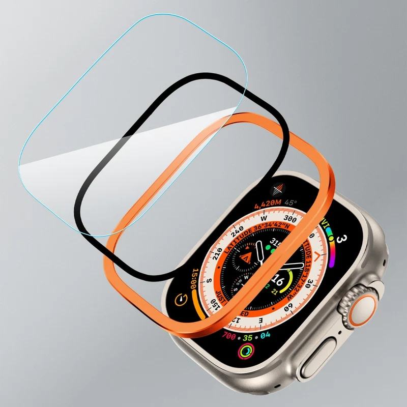 Apple Watch Ultra 49mm / Ultra 2 49mm Case Aluminum Alloy Watch Cover with Tempered Glass Film
