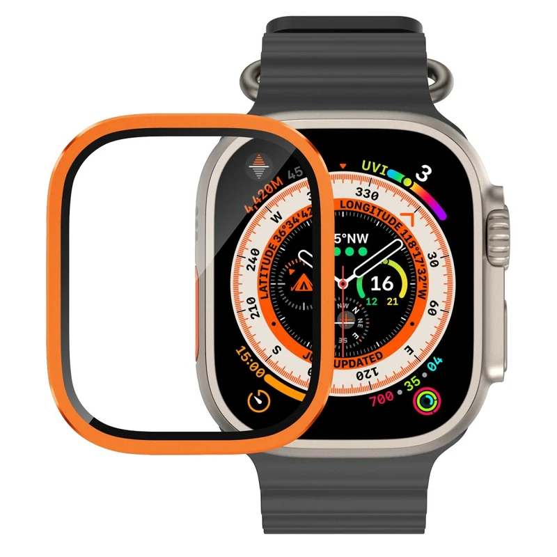 Apple Watch Ultra 49mm / Ultra 2 49mm Case Aluminum Alloy Watch Cover with Tempered Glass Film