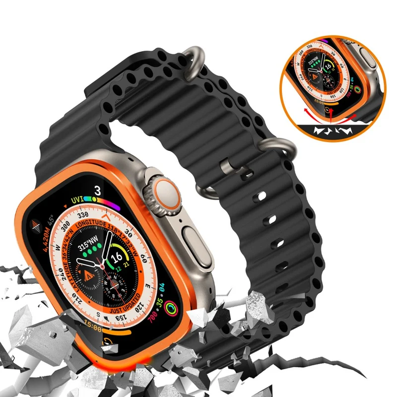 Apple Watch Ultra 49mm / Ultra 2 49mm Case Aluminum Alloy Watch Cover with Tempered Glass Film