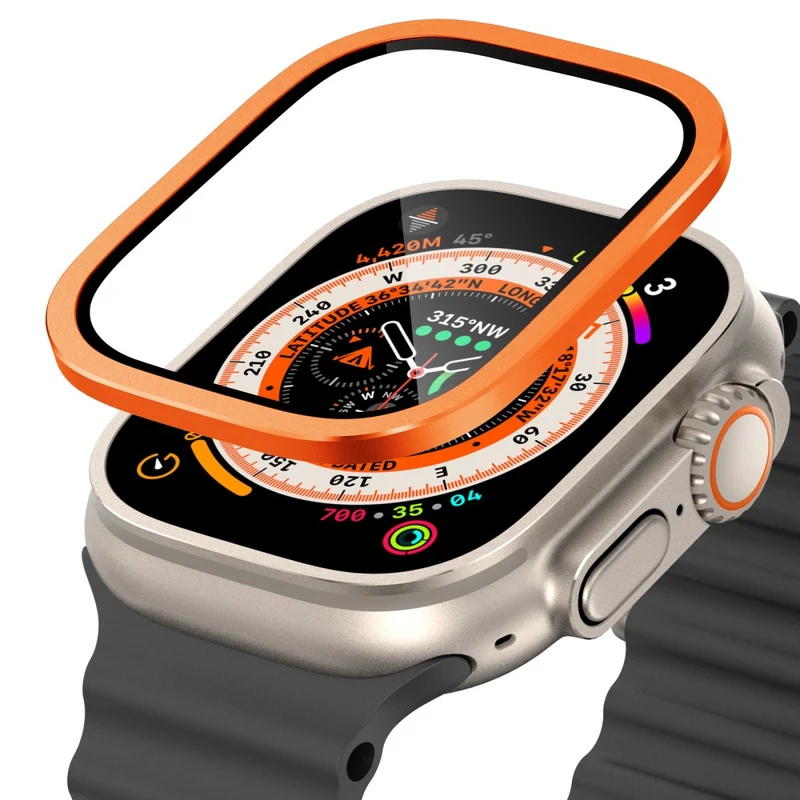 Apple Watch Ultra 49mm / Ultra 2 49mm Case Aluminum Alloy Watch Cover with Tempered Glass Film