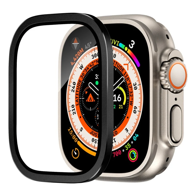 Apple Watch Ultra 49mm / Ultra 2 49mm Case Aluminum Alloy Watch Cover with Tempered Glass Film